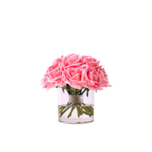 Rose Real-Touch Arrangement In Glass Vase