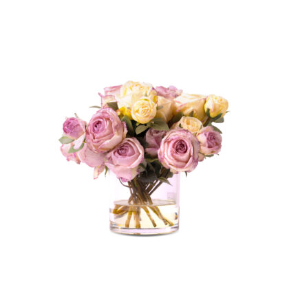 Large silk Rose arrangements in glass vase