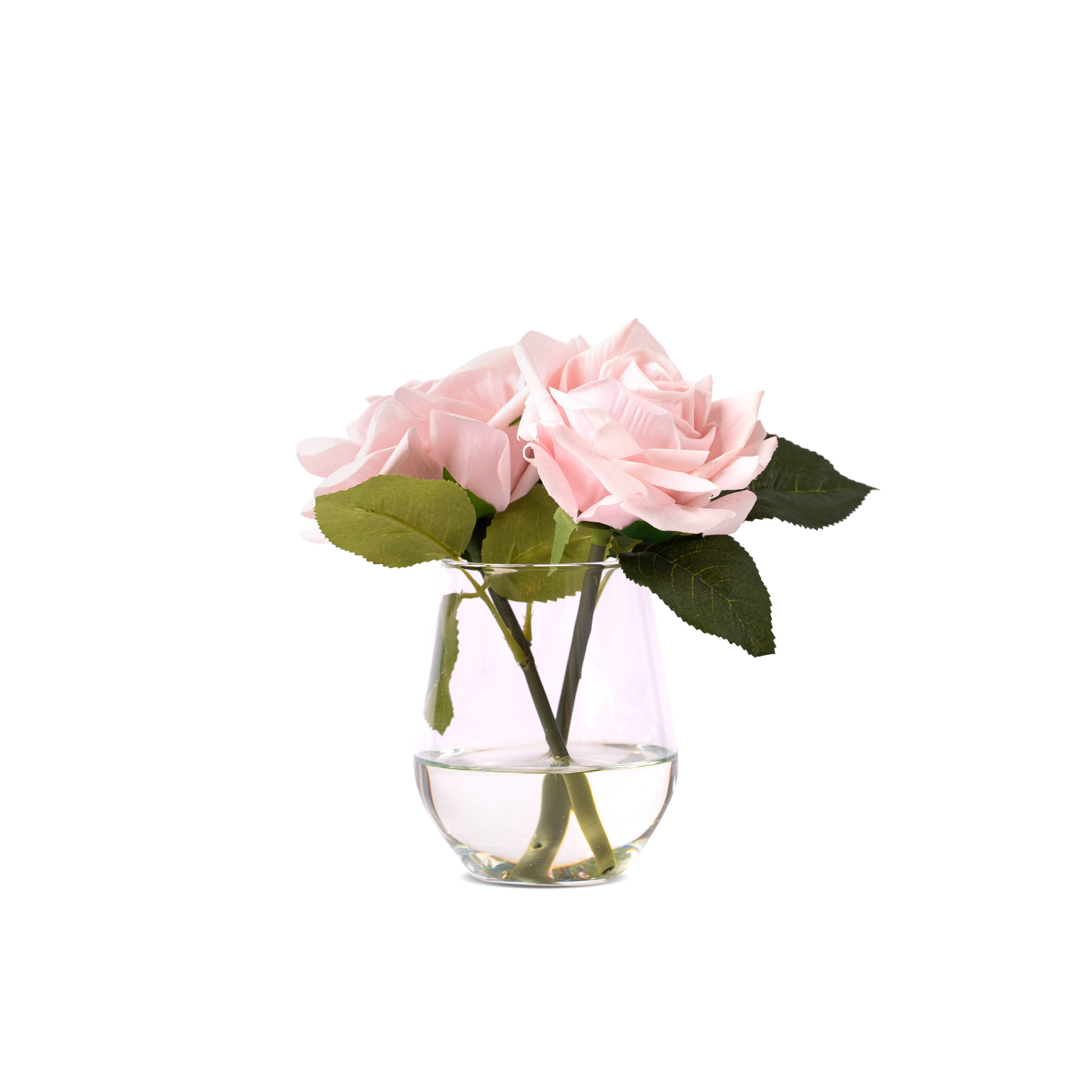 Tow Natural-Feel Roses In A Small Glass Vase - Image 2