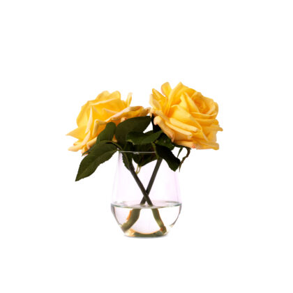 Tow Natural-Feel Roses In A Small Glass Vase