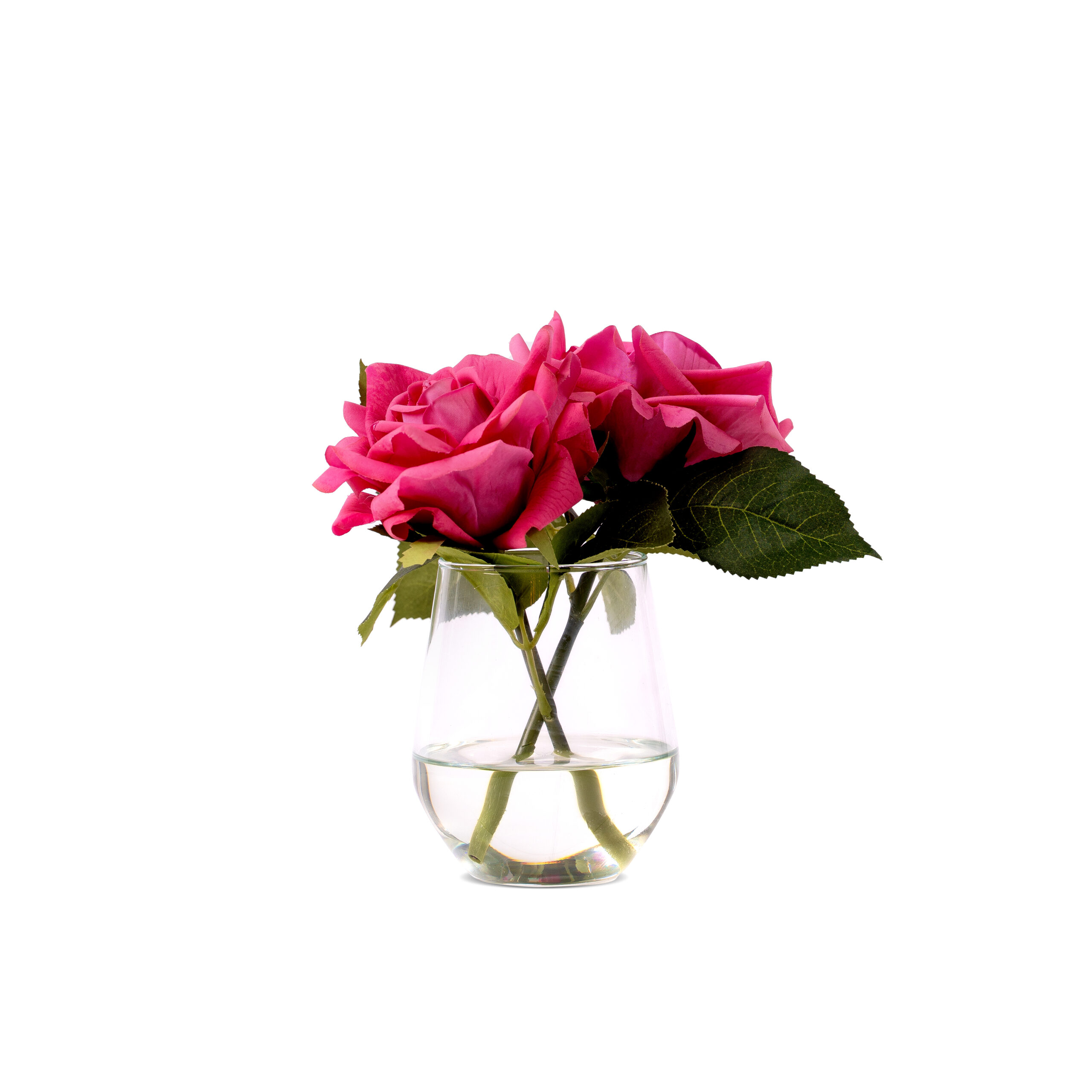 Tow Natural-Feel Roses In A Small Glass Vase - Image 5