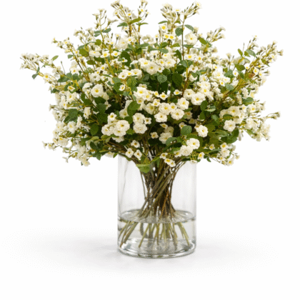Large Wild Meadow Rose Arrangement In Glass Vase