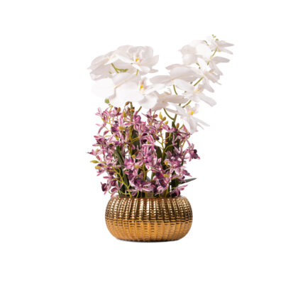 White Orchids Arrangement In Ceramic Vase