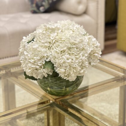 Hydrangeas Real-Touch Arrangement In XL- Size Glass Vase