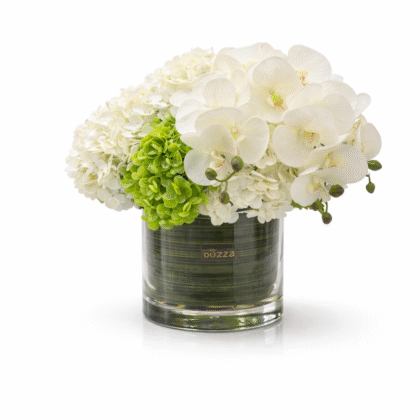 Hydrangea and orchids vase
